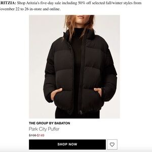 Aritzia Park City Puffer Jacket